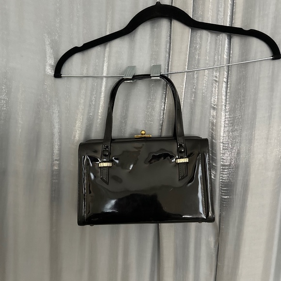 Handbags - black shinny vinyl like bag